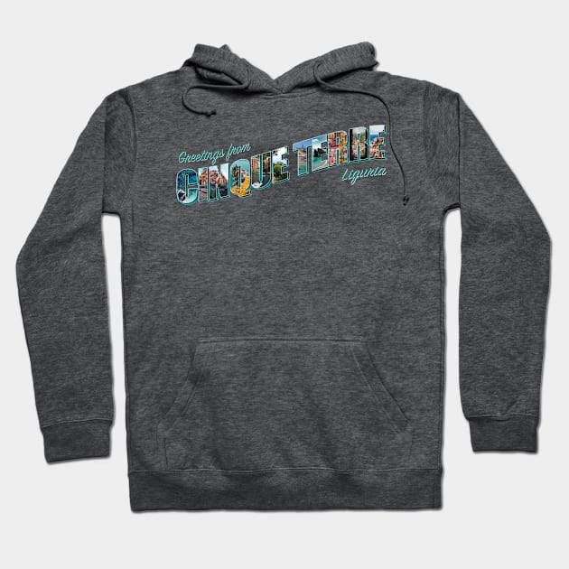 Greetings from Cinque Terre in Liguria Vintage style retro souvenir Hoodie by DesignerPropo